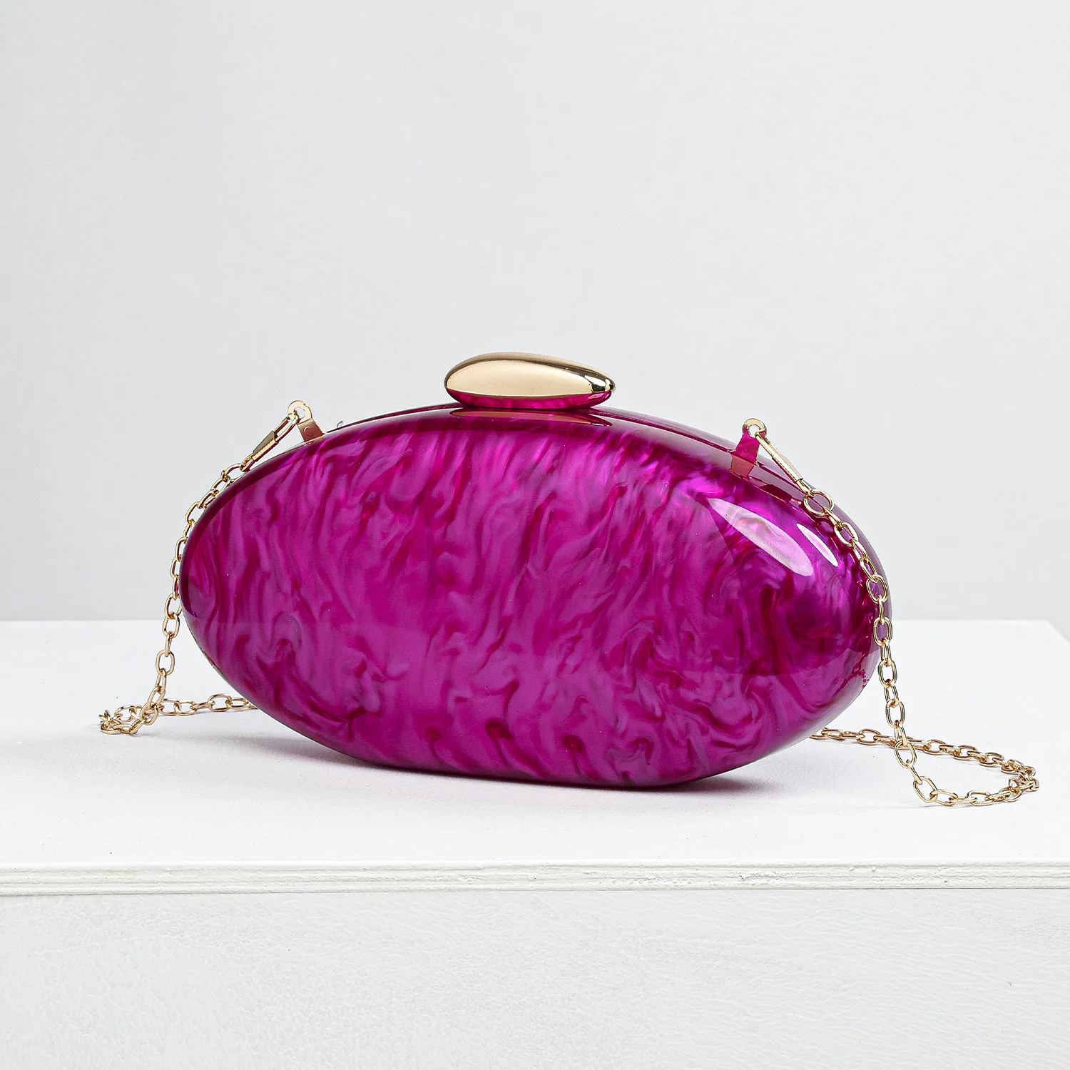2025 New Acrylic Stone-Textured Oval Women's Handbag Fashion Evening Bag Wedding Party Clutch Single Shoulder Bag Crossbody Bags