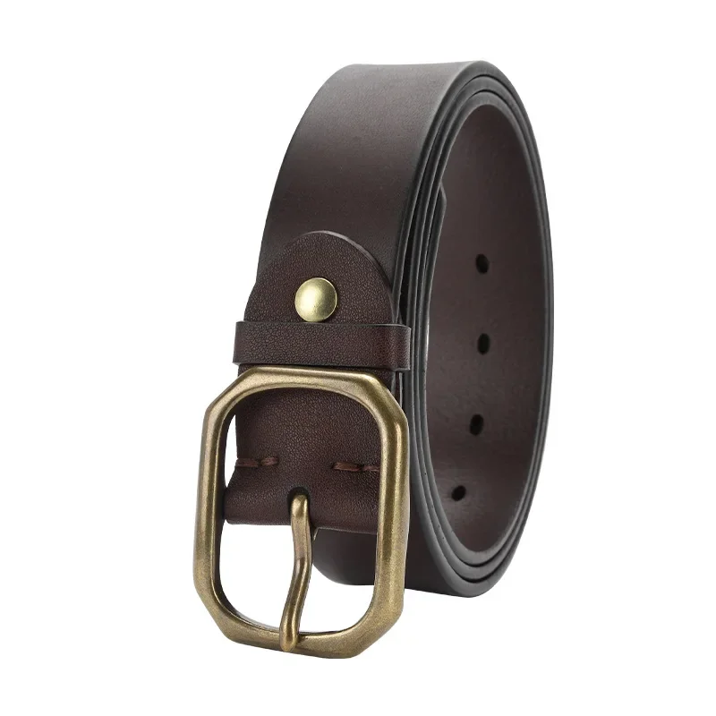 

New Men's Belt Genuine Leather Without Interlayer First Layer Cowhide Casual Pin Buckle Retro Cowhide Belt Korean Jeans Belt