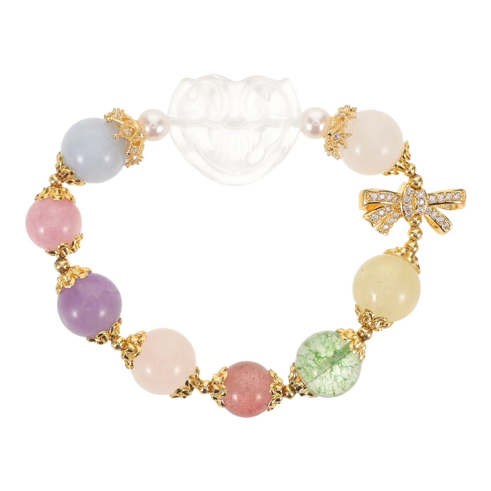 

Crystal Fox Charm Handmade Bracelet Natural Beaded Stretch Bracelet for Women Festivals Birthdays Stylish Wrist Accessory