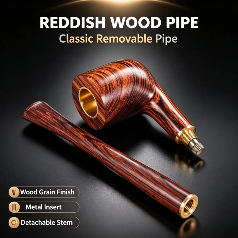 Purple Sandalwood Solid Wood Multi‑Capacity Four‑Function Copper Pot Smoking Pipe Straight All‑Wood With Filter