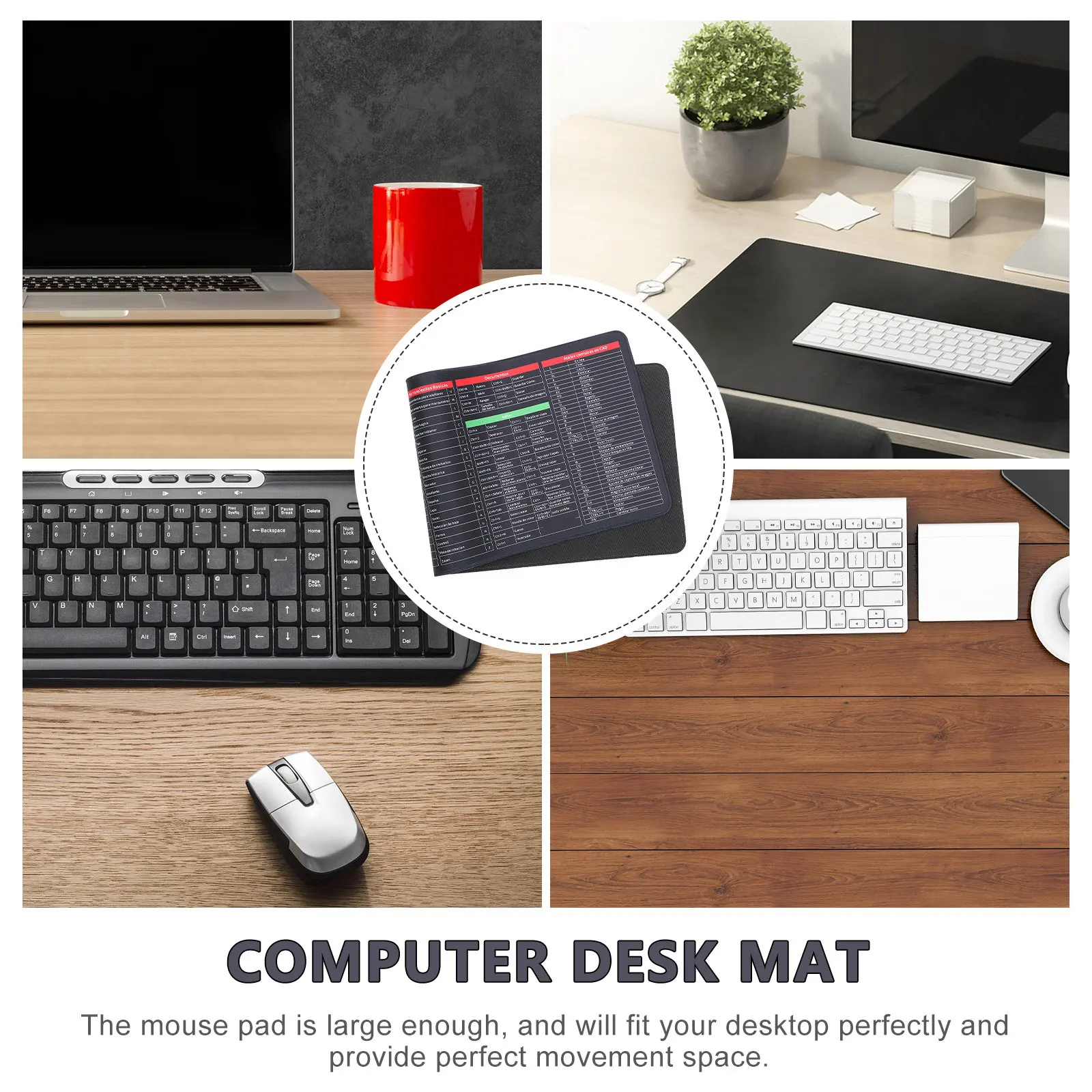 Keyboard Mouse Pad 300x800x3mm Cloth Base Non Slip Large Desk Mat for Office Gaming Home Use Excel Cheat