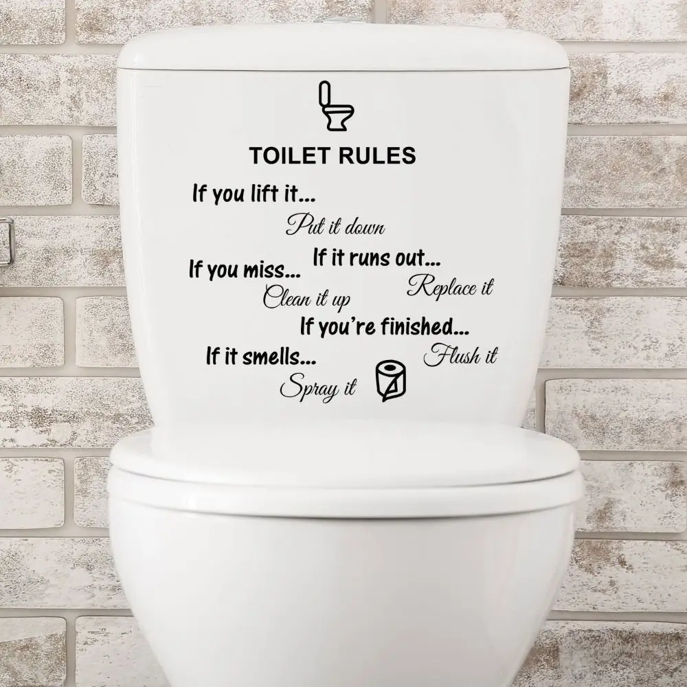 Decoration Decals Black Reminder Writing Toilet Stickers Waterproof PVC Roll Paper Stickers English Roll Paper Wc