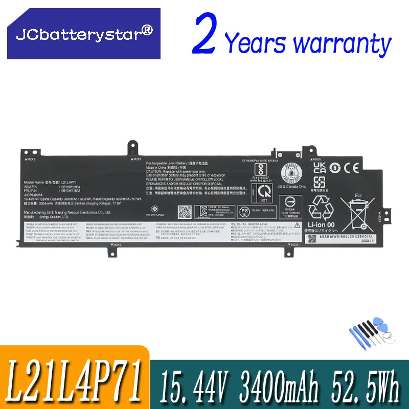 

JCLJF L21M3P71 L21L3P71 L21L4P71 L21M4P72 Laptop Battery For Lenovo ThinkPad P14S T14 GEN 3 AMD 21CF0 INTEL 21AH0 21J50 21AK0