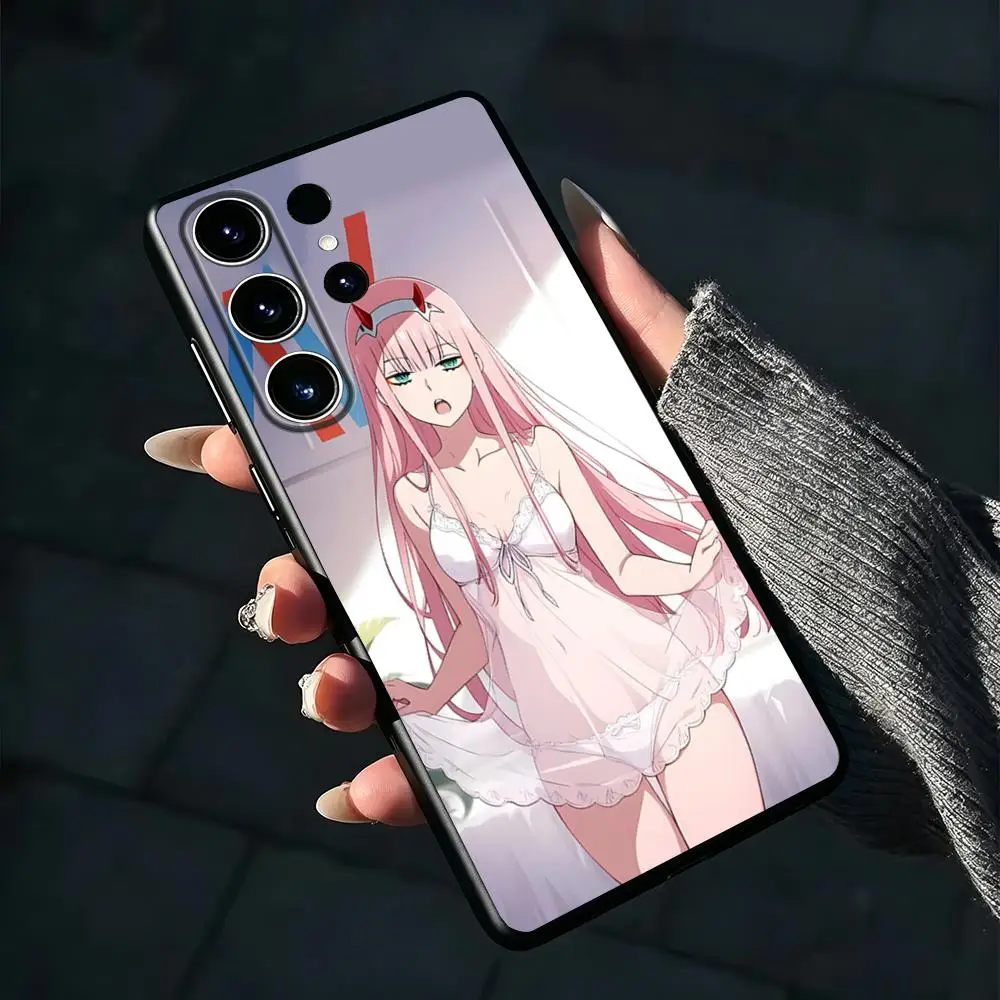 Cute Zero Two Anime Cool Phone Case For Samsung Galaxy S26 S25 S24 S23 S22 S21 S20 Plus Ultra Fold A Soft Black