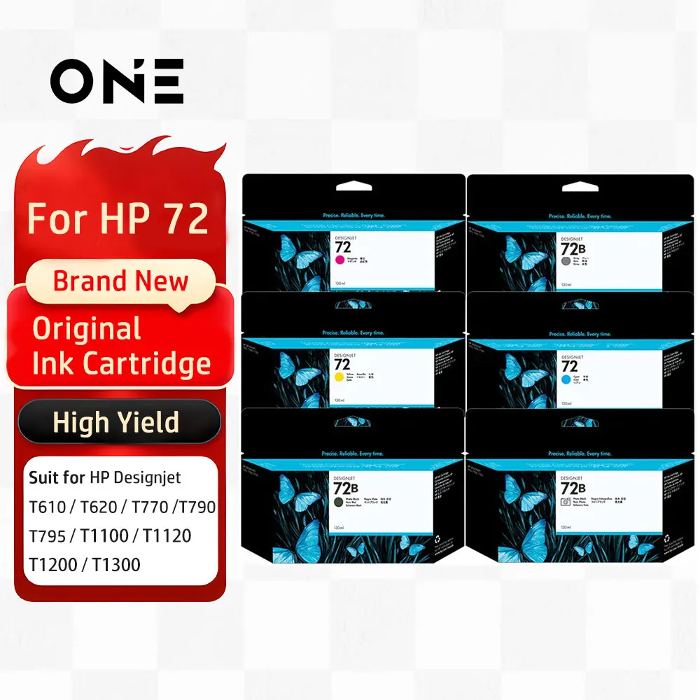 

New Hp 72 HP 72B HP72 Genuine Ink Cartridge For Designjet T1300 T795 T610 T620 T770 T790 T1100 T1120 T1200 Printer Original