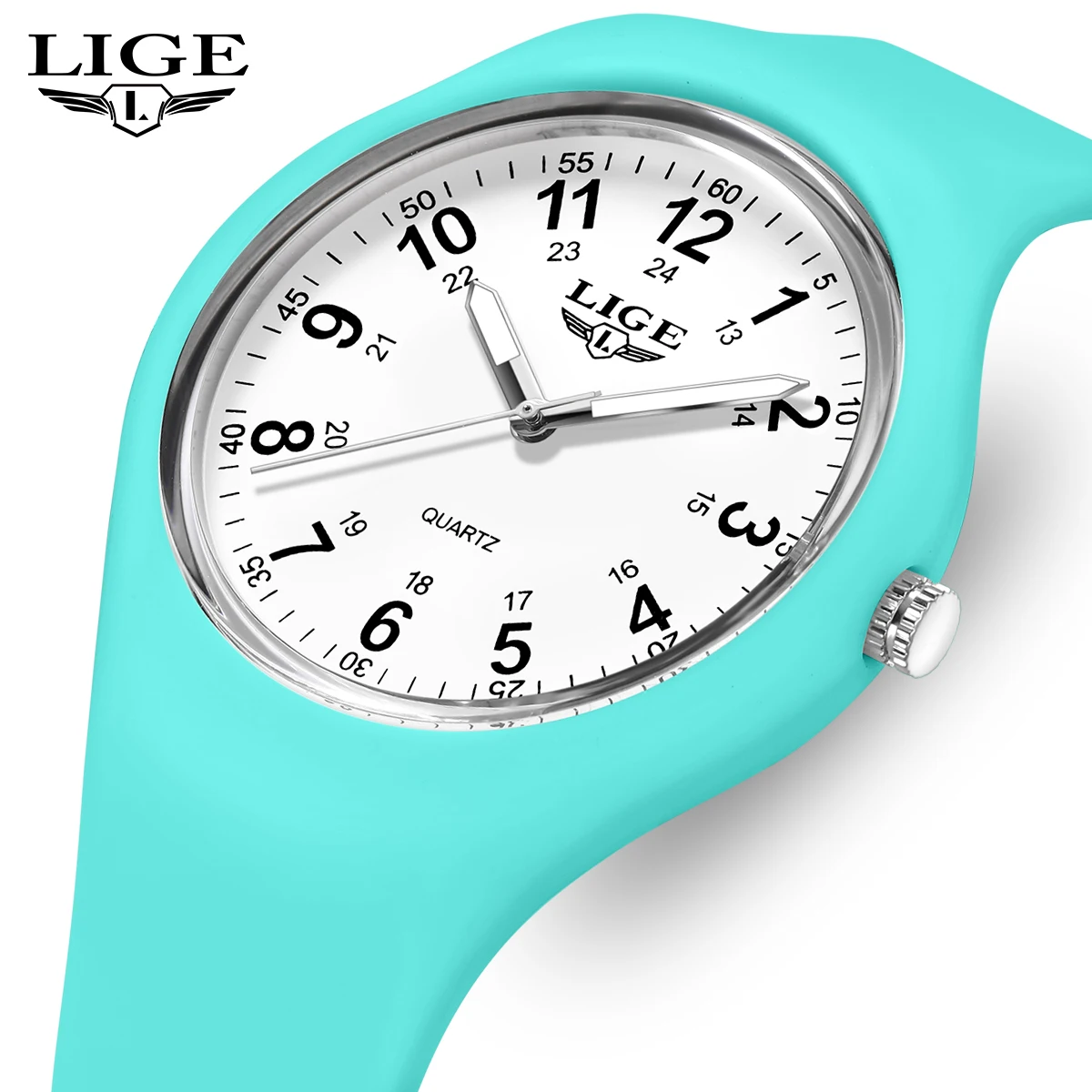 LIGE New 2025 Top Children's Watch Silicone Luminous Fashion Children's Quartz Boys Watch Girls Clock Casual Sports Watches+BOX