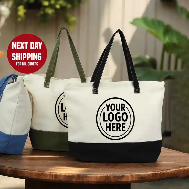 Custom Logo Tote Bag Personalized Company Branded Logo Canvas Tote for Business Events Custom Name HangBag Shopping Bags Gifts