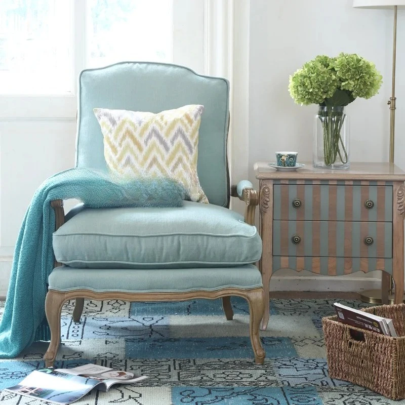 *Log splicing sofa chair vine back balcony living room retro old single chair