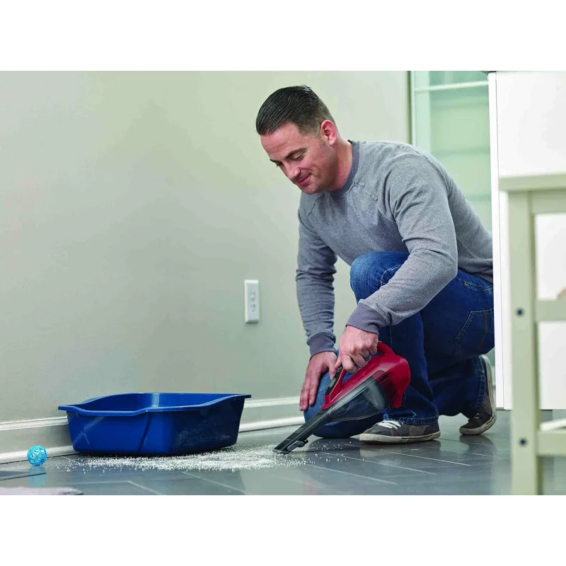 NEW1-ブラック+デッカー DVA315J コードレスハンドヘルド掃除機 10.8V (1.5Ah) サイクロンアクション搭載ダストバスター、グレー/レッド