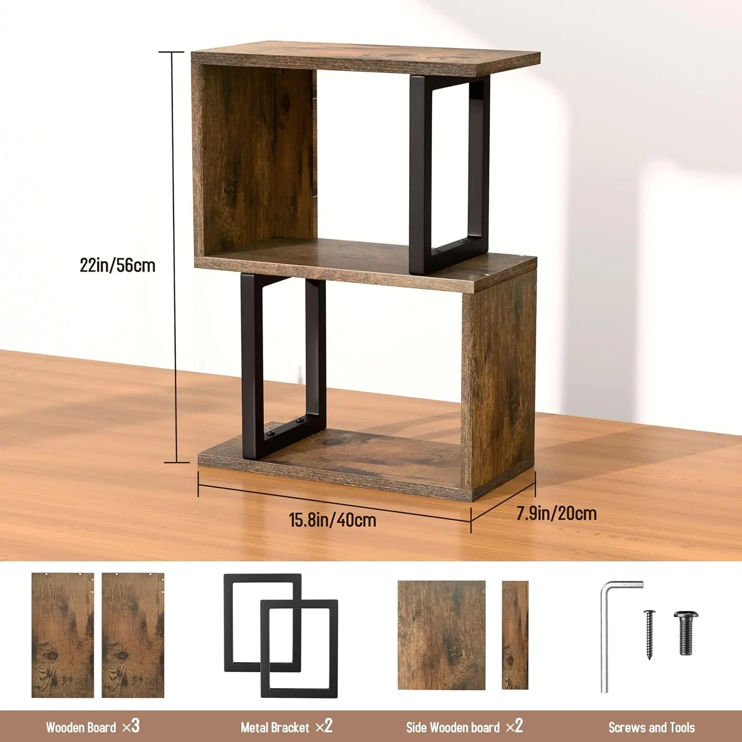 Desk Storage Premium Material Desktop Hutch Office Shelf 3-Tier All Season Brown