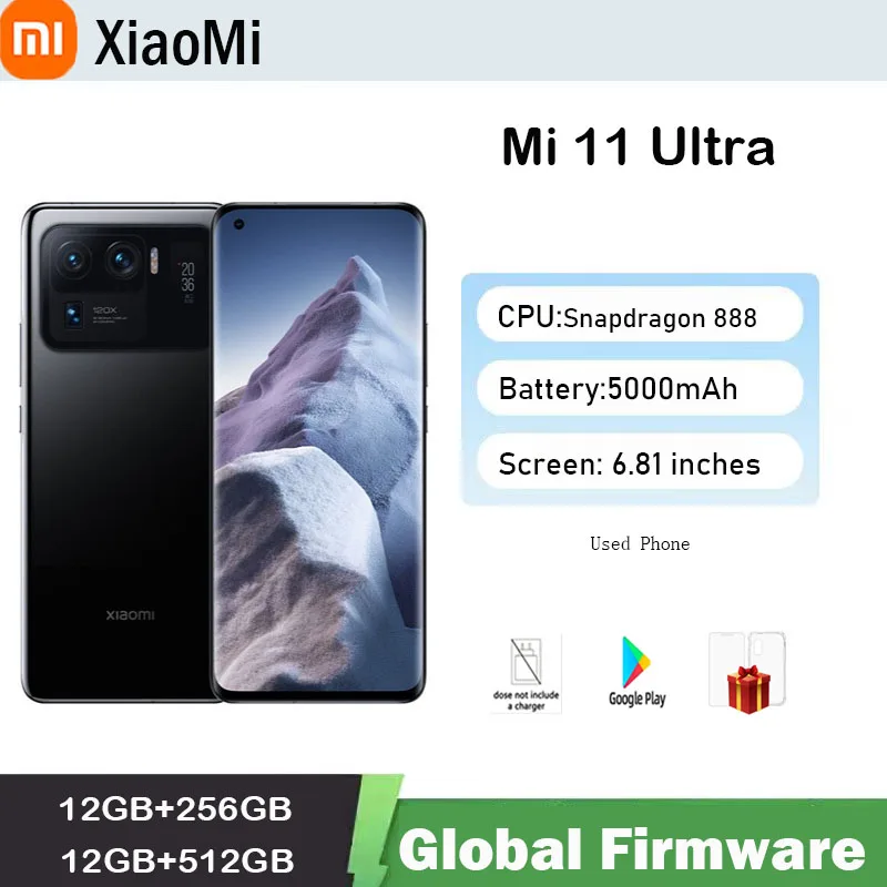 Xiaomi Mi 11 Ultra Smartphone 5G 5000mAh Battery Snapdragon 888 Octa-core 50MP Camera Global firmware 6.81” Display used phone