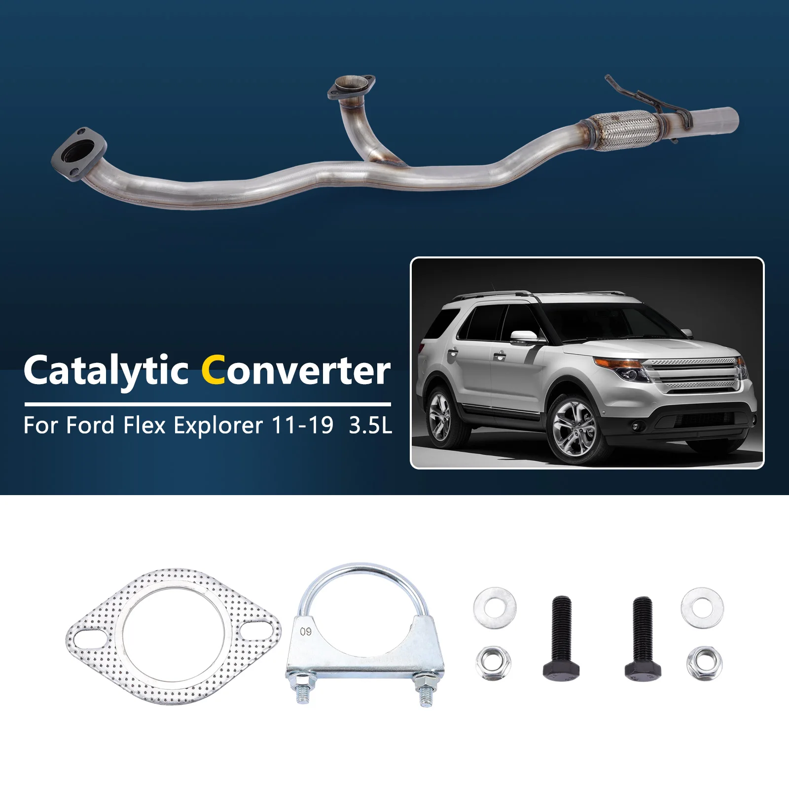 

Automotive exhaust system catalytic converter for Ford Flex Explorer 3.5L 2011-2019 front exhaust pipe 2019 2018 2017 2016 2015