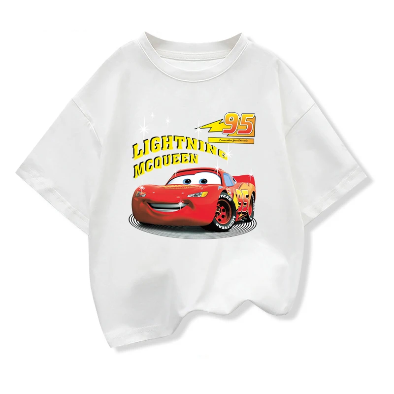 

Potdemiel Summer Kids T-shirt Short Sleeve Top Cartoon Cars Pixar Lightning McQueen Printed Boys Clothes Baby Tops 2-10 Years