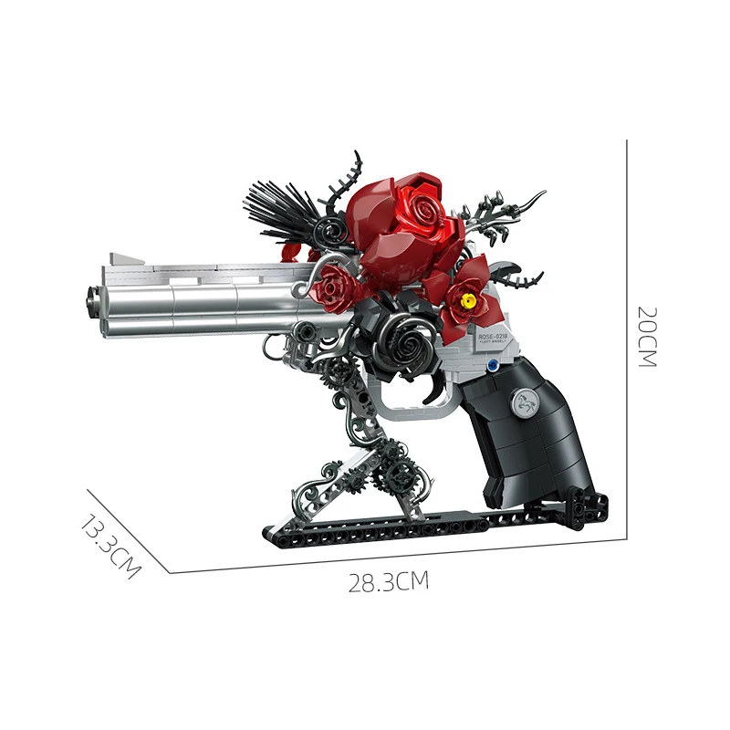 IN MAGAZZINO JJ9218 MOC Idea Revolver militare e Rose Building Blocks Mattoni Modello di assemblaggio Giocattoli per ragazzi Set regalo di Natale