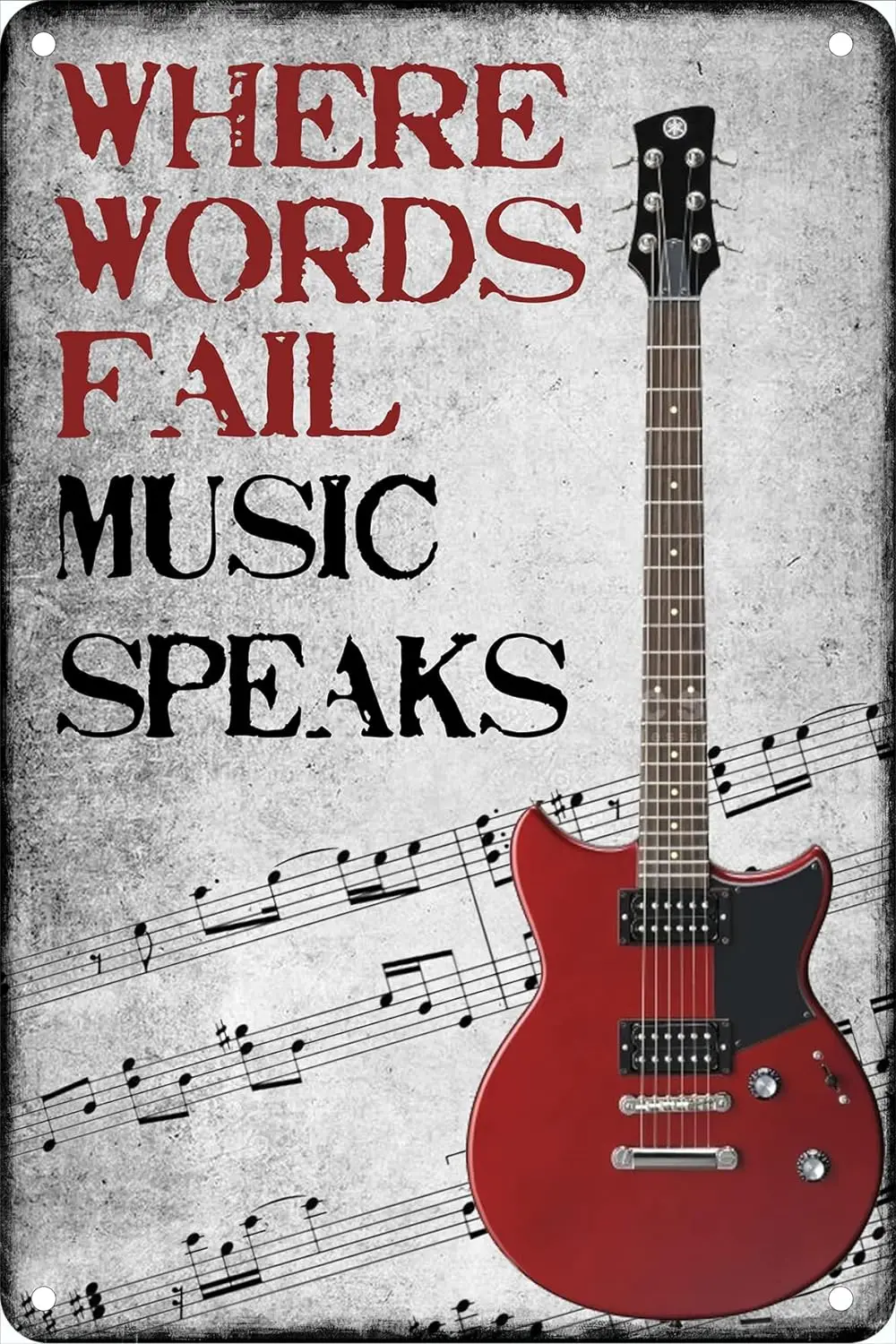 

Guitar Tin Sign Where Words Fail Music Speaks Vintage Metal Signs Funny Musical Decor Sign For Cafe Bar Pub 8x12 Inch