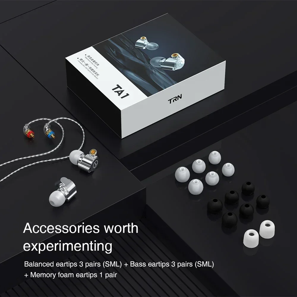 TRN TA1 Knowles BA DD Drive In Ear سماعة HIFI سماعة أذن معدنية مع كابل MMCX مطلي بالفضة لـ ST5 MT3 EMA TN