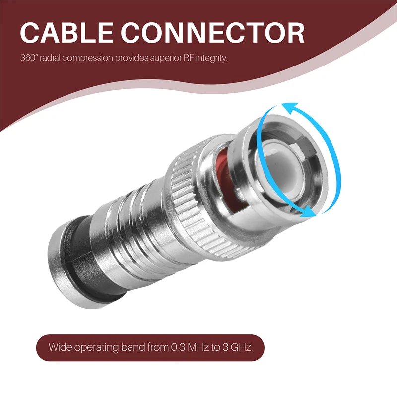 New-10 Pcs BNC Compression Connector For Coax RG59 Cable CCTV Cameras