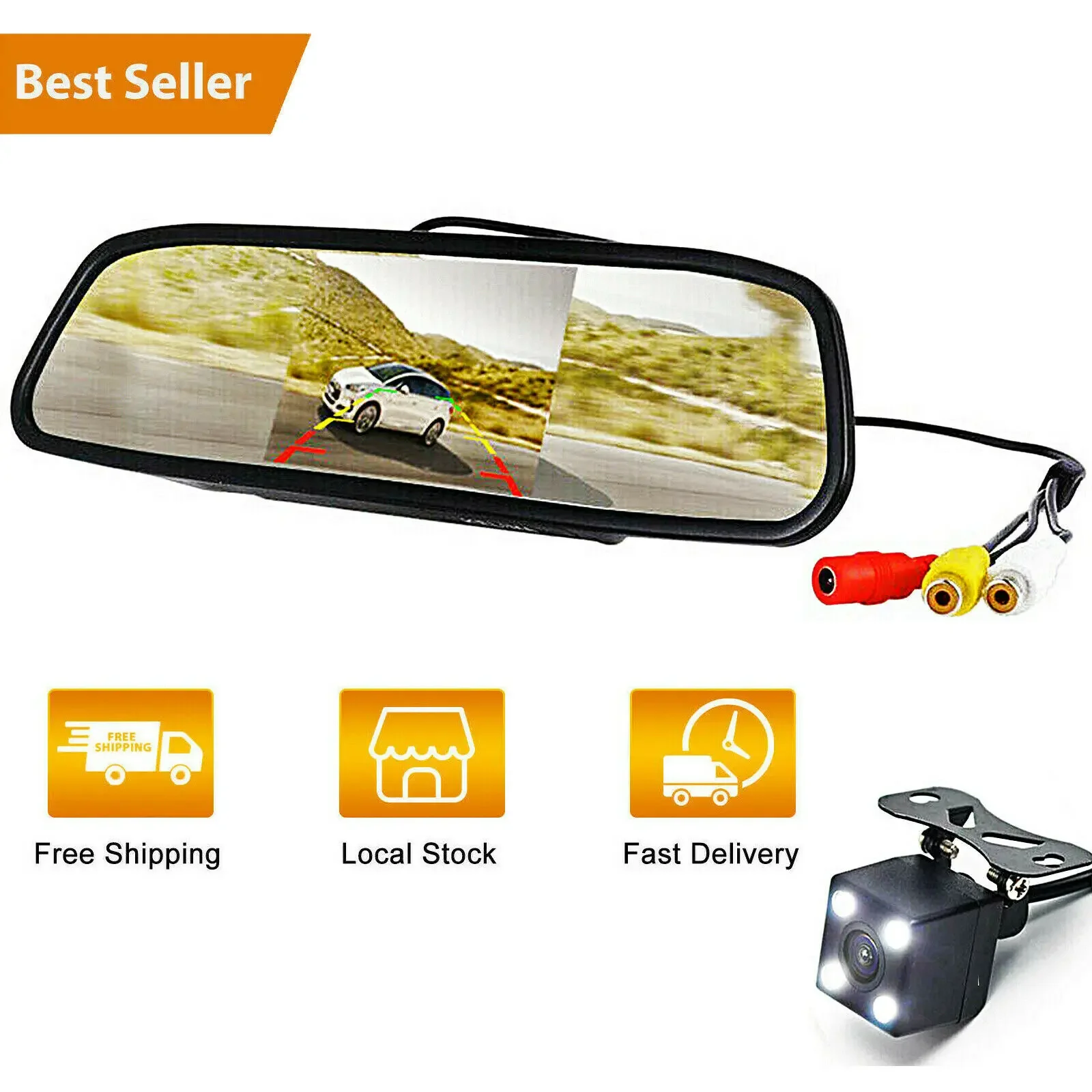 

Bileeko Mirror Monitor Rear View Reversing HD Backup Camera Dash Cam Waterproof for car