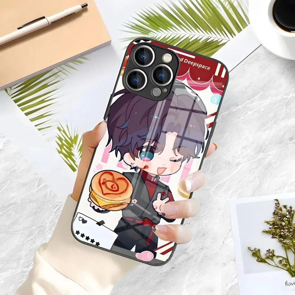 

Чехол для телефона с рисунком «Любовь и глубокое пространство» для iPhone 16 Pro Max 15 14 13 Mini 12 Pro 11 XS Max 7 8 Plus, черный стеклянный чехол