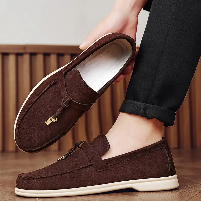 أحذية رخيصة المتسكعون للرجال موضة براون الجلد المدبوغ أحذية من الجلد الرجال الراحة الانزلاق على أحذية قيادة الرجال عادية Mocasines De Hombre #3