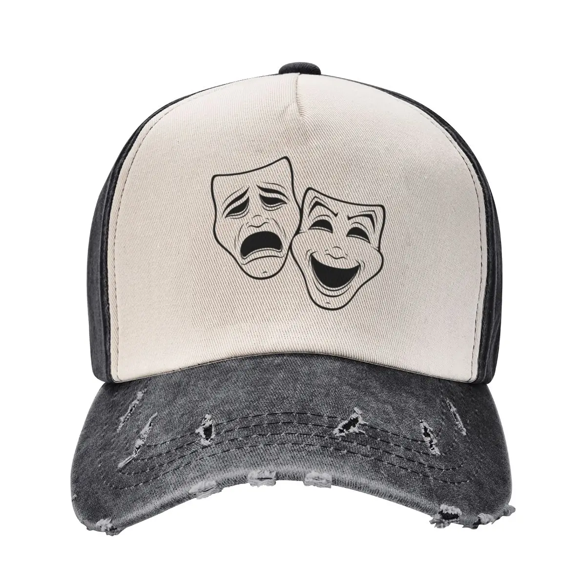 Comedy And Tragedy Theater Masks Black Line Baseball Cap Golf black beach hat Woman Hats Men's