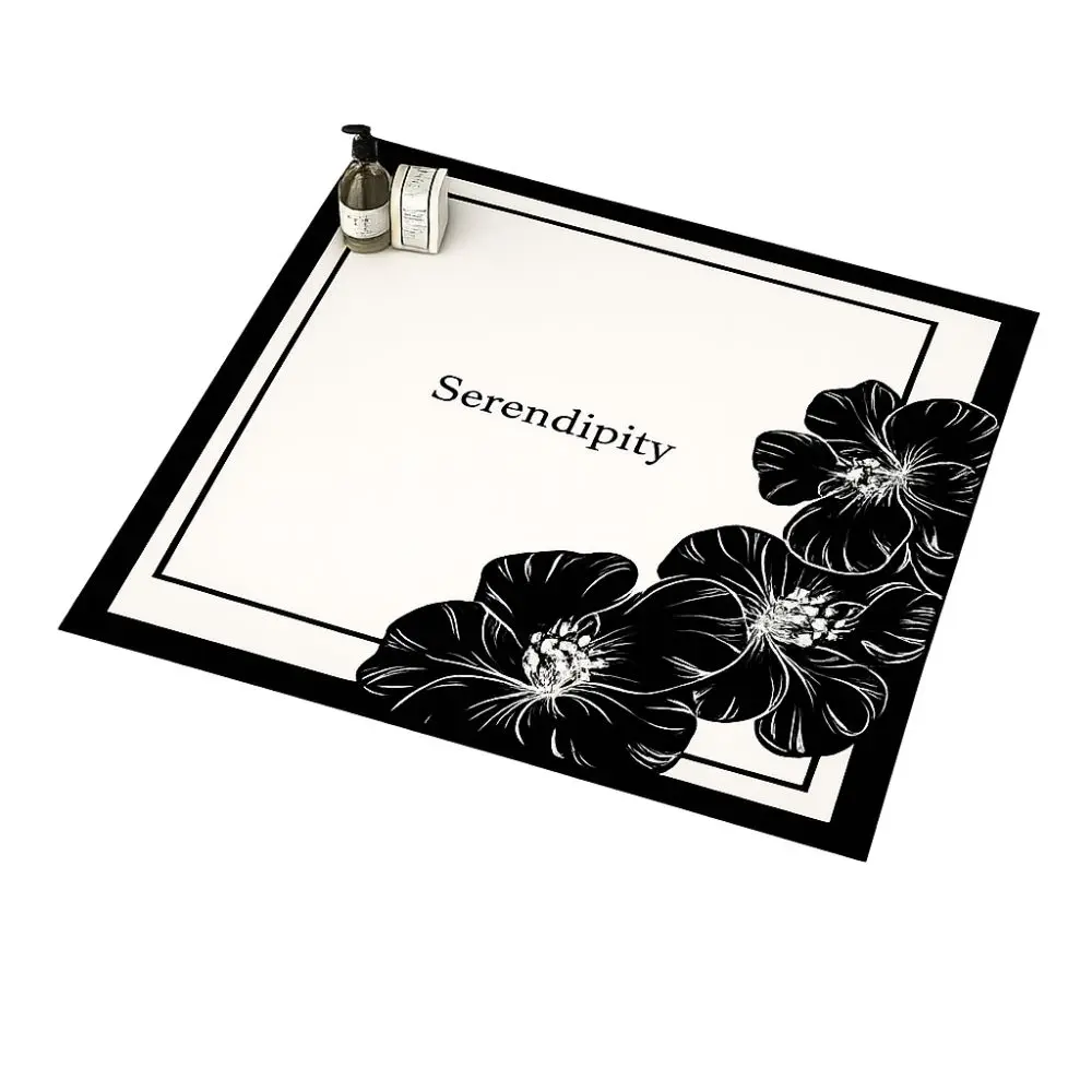Silicone Anti-Slip Washing Machine Cover Pad Floral Pattern Square Washing Machine Protector Mat Decorative Anti-Slip Mat