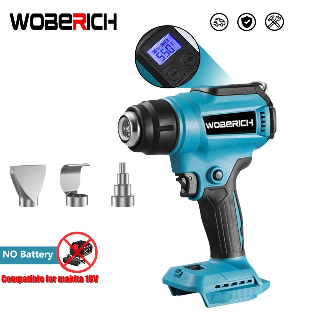 

Cordless Heat Gun Fit for Makita 18V Battery Heat Shrink Wrapping Overload Protection Electric Hot Air Gun (No Battery)