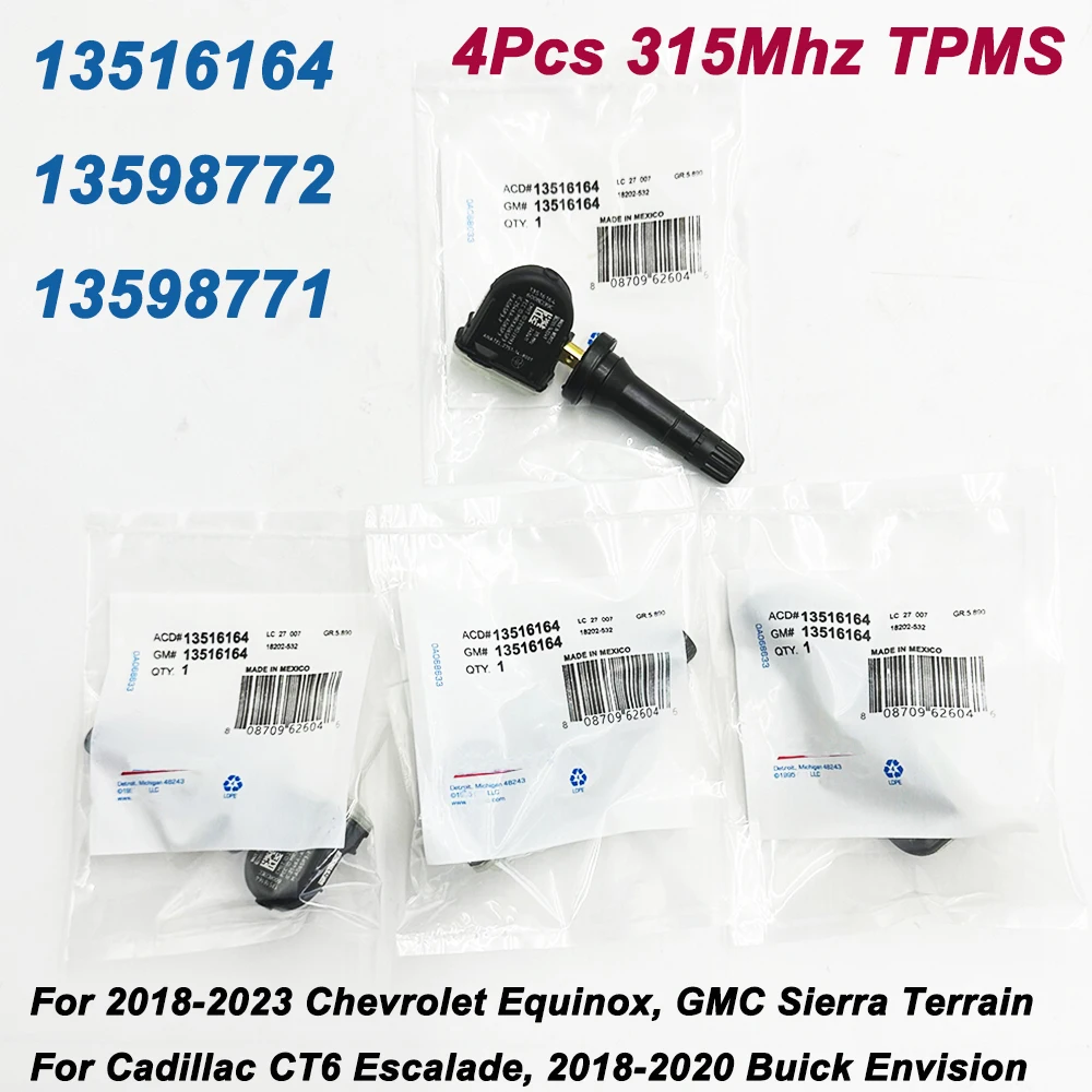 

4Pcs TPMS OE 13516164 13598772 13598771 315Mhz for 2018-2023 Chevrolet Equinox GMC Terrain Silverado Sierra Tire Pressure Sensor