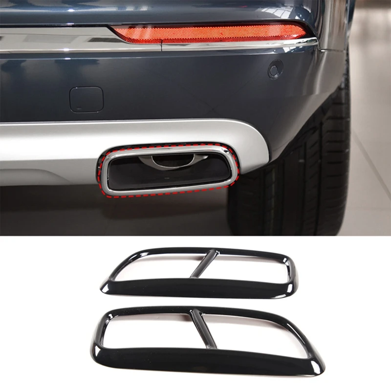 

Black Stainless Steel Pipe Throat Exhaust Outputs Tail Frame Trim Cover For Volvo XC90 Exterior Parts Accessories 2Pcs