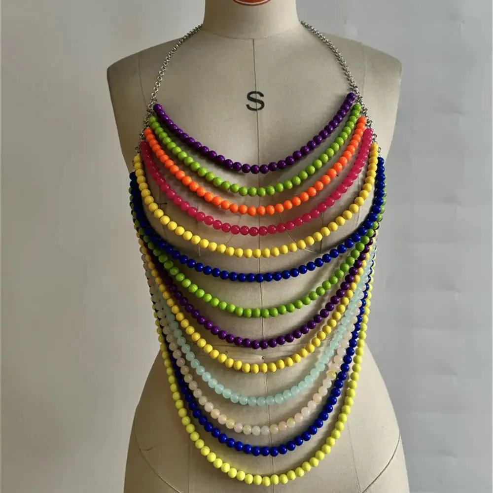 

Сексуальная многослойная цепочка для тела с жемчужной кисточкой, богемные аксессуары для бикини ручной работы, стиль для пляжного отдыха, ожерелье с запахом, топ