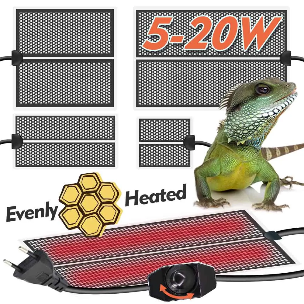 5-20W Reptile Heat Mat Plants Heating Pad with Temperature Control Indoor Garden Greenhouse Seedling Aquarium Terrarium Heater