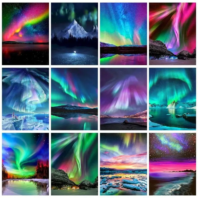 

GATYZTORY Painting By Number Aurora Scenery Kits Picture By Number Drawing On Canvas HandPainted Paintng Home Decor