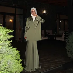 Middle Eastern Arab Suit Set Satin Women'S Skirt Set Loose High Waist Skirts Elegant Fishtail Skirt Suit Fashion Streetwear