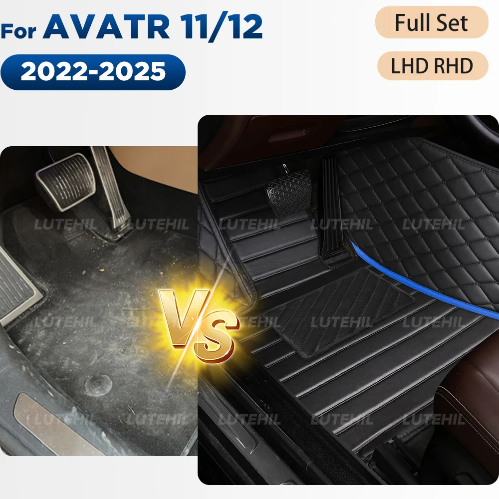 

For AVATR 11/12 2022-2025 2024 2023 Custom Car Floor Mats Automobile Carpet Cover Interior Details Accessories Protective Pad