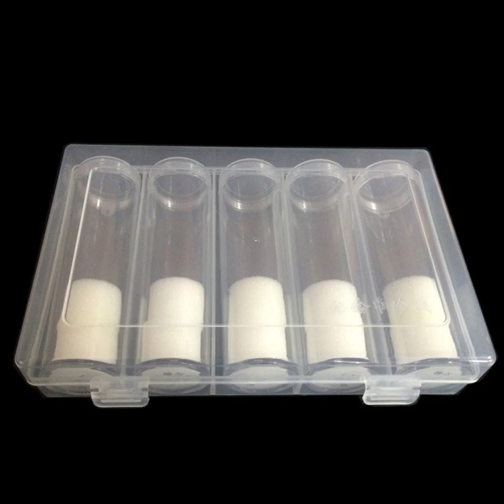 

6pcs Plastic Clear Round Cases Coin Storage Protective Tube Holder with Storage Box (5 Tube + 1 Storage Box)