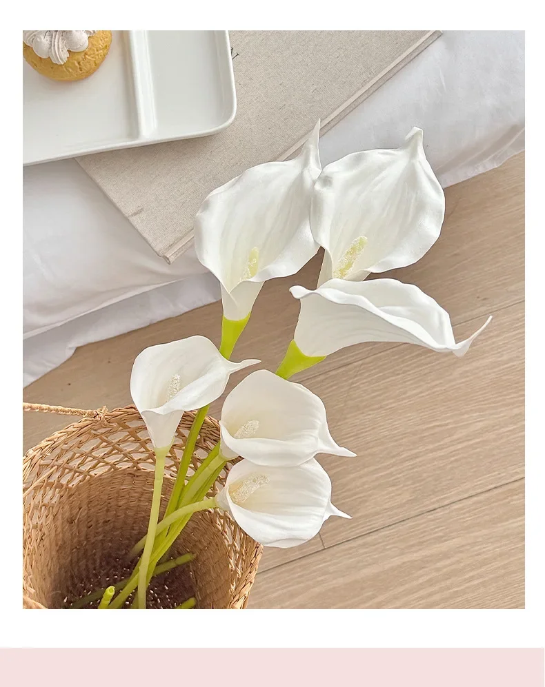 10 Stück künstliche weiße Calla-Lilien aus EVA, Brautstrauß, Hochzeitsdekoration, künstliche Calla-Blumen, Heimdekoration, Party-Tischdeko, Blumenarrangement – Detail 10