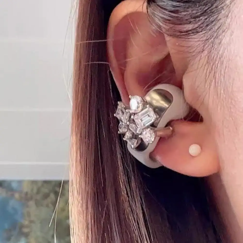 1Pc Clip-on Earbud Sparkling Rhinestone Decor Easy Installation Snap-On Design DIY Headphone Decorative Clamp