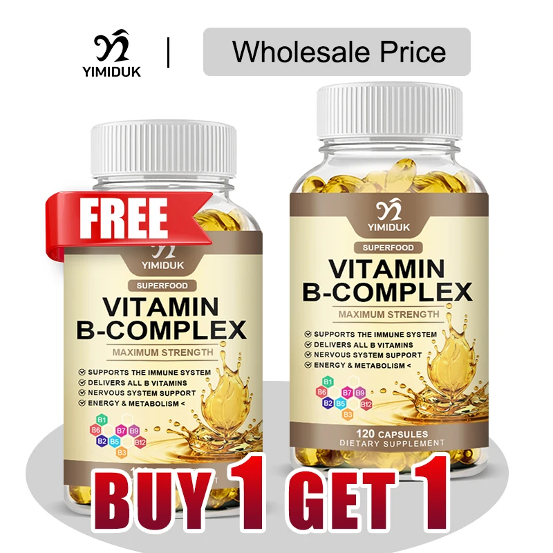 

Buy 1 Get 1 Free! Vitamin B Complex Supplement, for Energy, Stress Relief & Nervous System, Metabolism, Boosts Mood, Non-GMO
