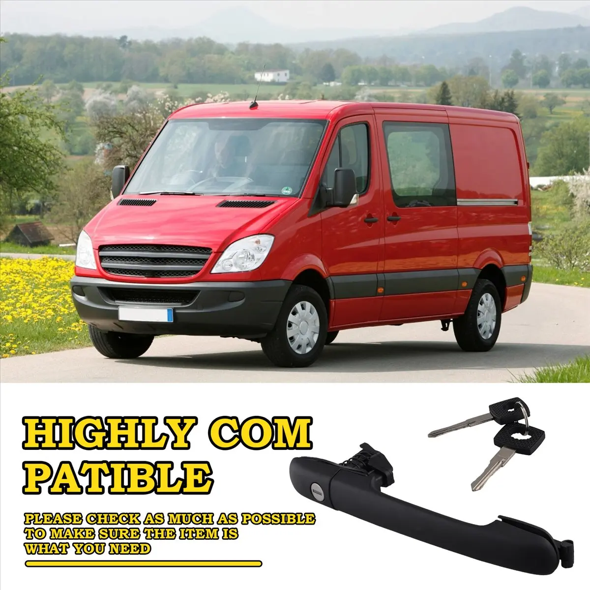 Compatible 0007601359 Door Handle with Lock for Sprinter 2-T Box 901 902 1995-2006