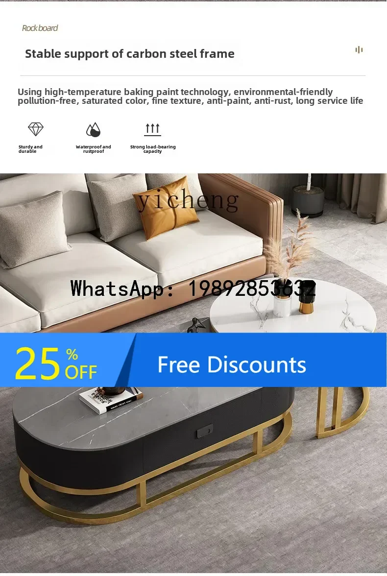 

rock slab coffee table light luxury simple modern small coffee table combination household living room balcony small