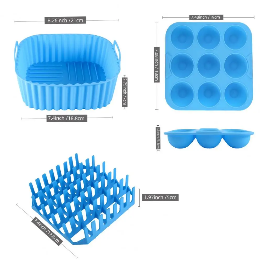 Family Dinner Cooking Tray Air Fryer Silicone Basket Liners Reusable Square Oven Pan Non-stick Bbq Grill Baking Molds for Cakes