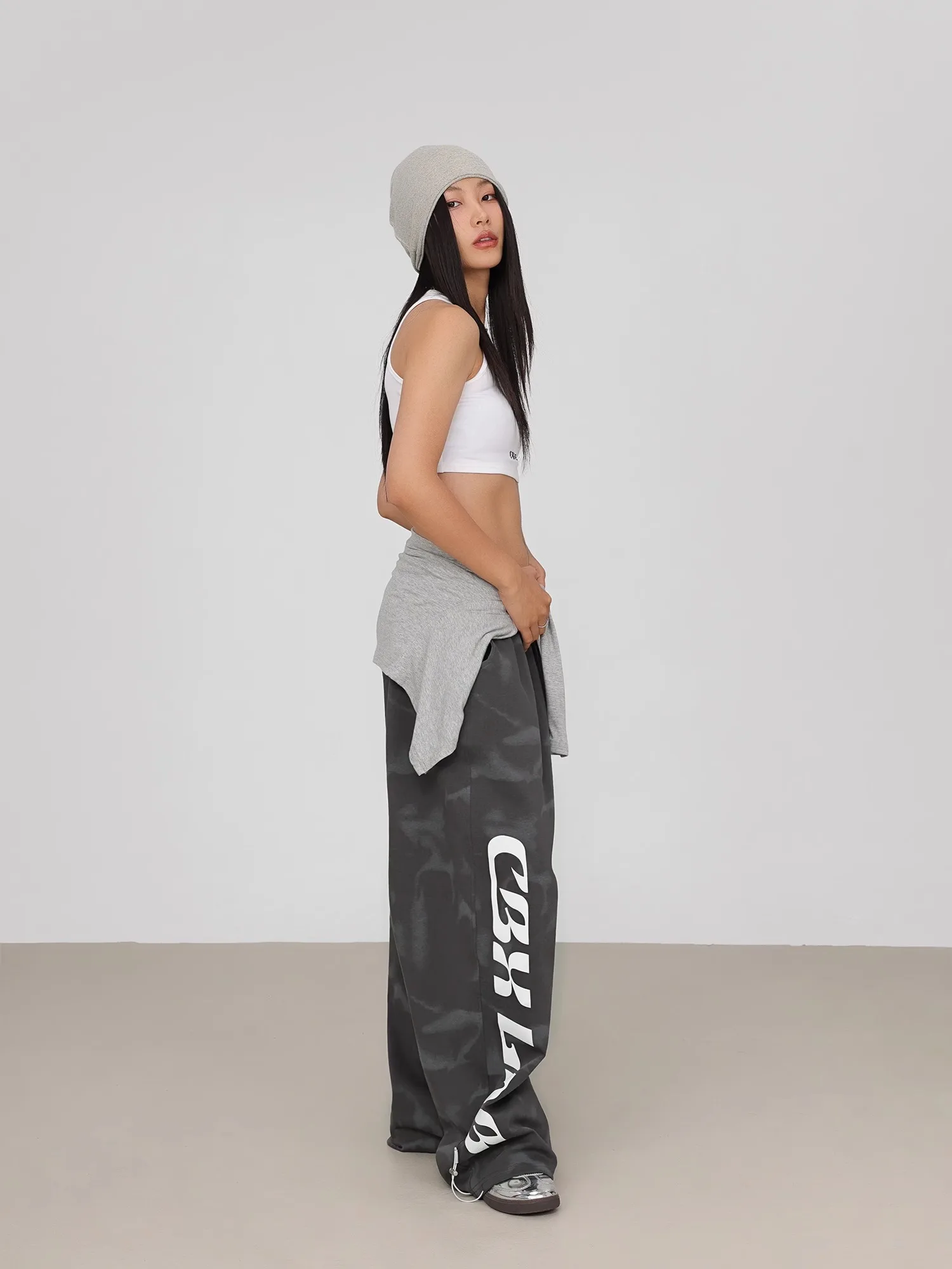 CBXLAB-Pantalon de survêtement Hip Hop flocon de neige pour femmes, pantalon de rue américain pour filles, danse jazz, gris