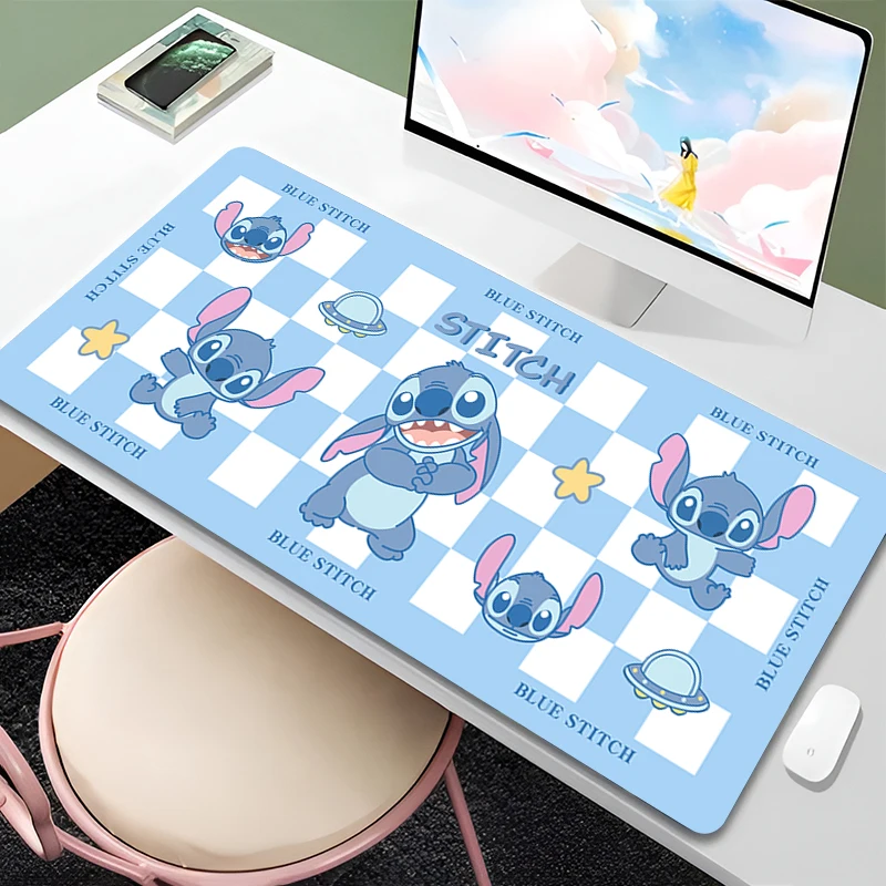 Mouse Pad Anime Green Plants Kawaii Mousepad PC Cartoon Stitch HD Print XXL Desk Mat Laptop Cute Gaming Accessories Keyboard Pad