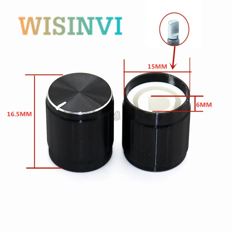 5PCS 15*16.5mm 알루미늄 합금 손잡이 전위차계 증폭기 볼륨 손잡이 캡 꽃 모양/D 모양 내부 구멍 6mm