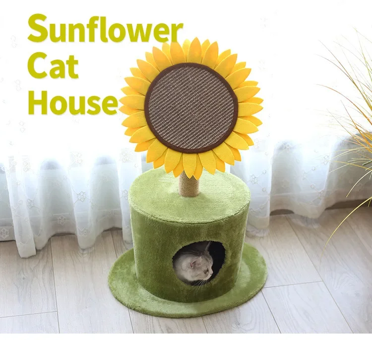 High Quality Safe Stable Solid Wood Cat Round Pet Bed Cat Tree Scratcher