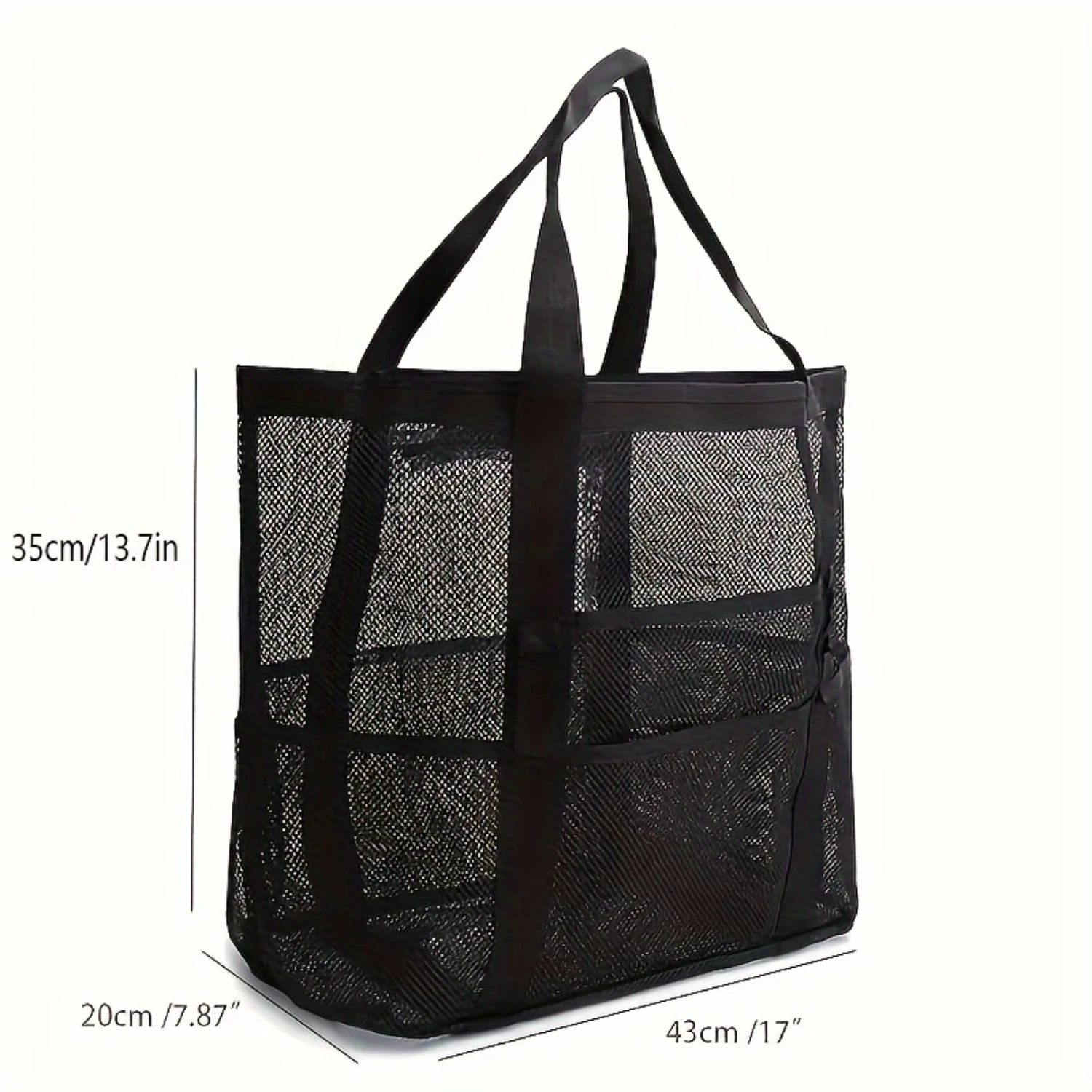 Portable Mesh Beach Bag, Makeup Travel  Wash Bag, Large Capacity Portable Multi-pocket Beach Bag Swimming Bag