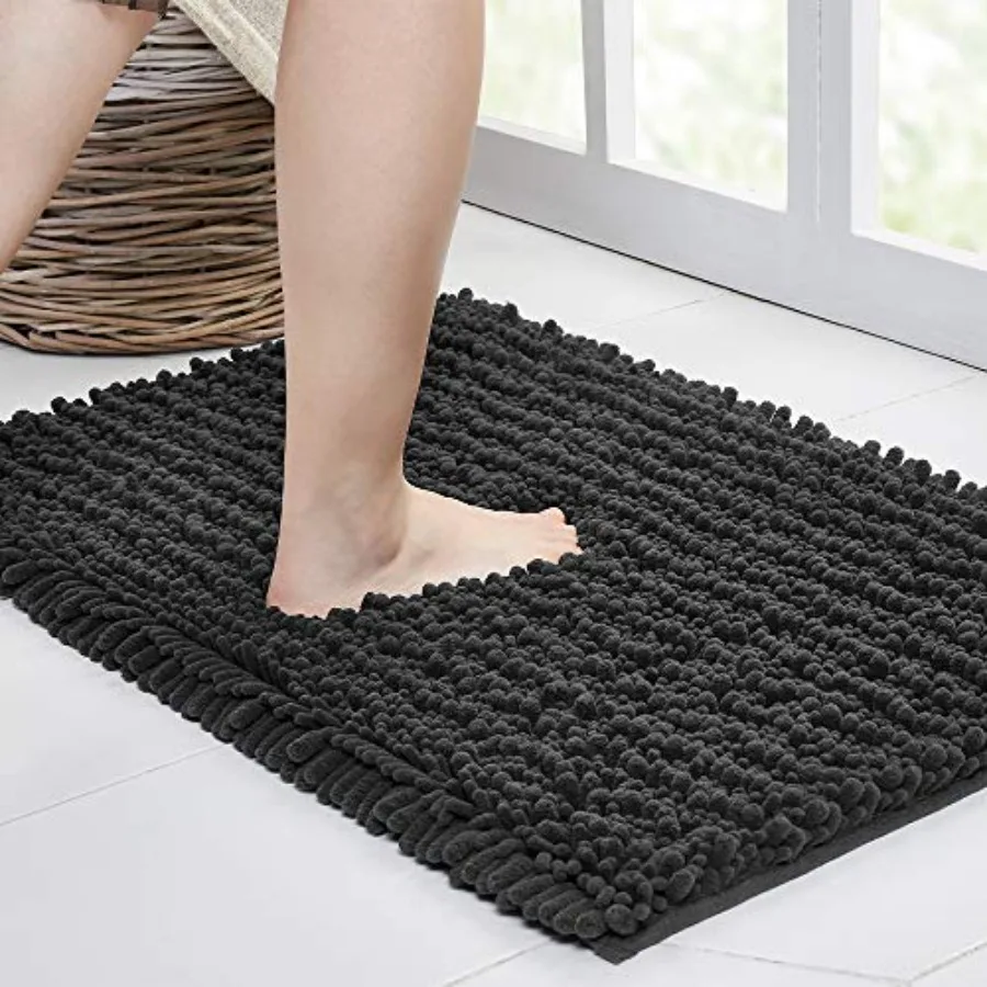 

Large Bathroom Rug Non Slip Bath Mat 24x60 Inch Dark Gery Water Absorbent Super Soft Shaggy Chenille Machine Washable Dry Extra