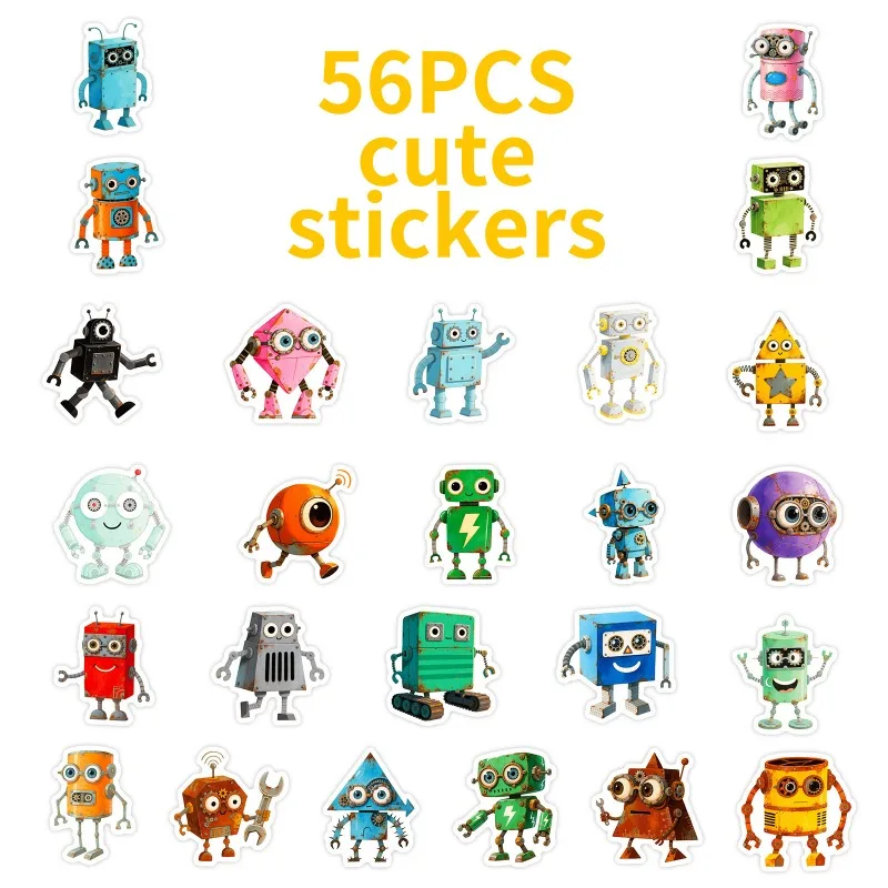56PCS Cartoon Persönlichkeit Roboter Kreative Graffiti Dekorative Aufkleber