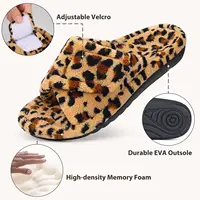 Shevalues Leopard Print Fur Women Slippers Fuzzy House Slippers Winter Open Toe Cotton Slippers Fashion Indoor Orthopedic Slides - Image 4