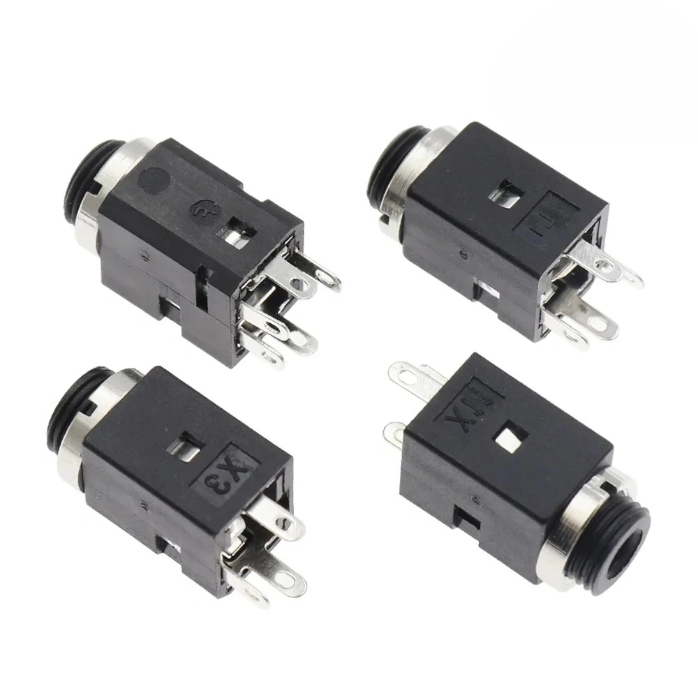 100PCS PJ-341 3.5MM Vertical Socket 3Pin 4Pin 5Pin Stereo Female Socket Jack with Screw 3.5 Audio 2/3/4 Poles Earphone Hole